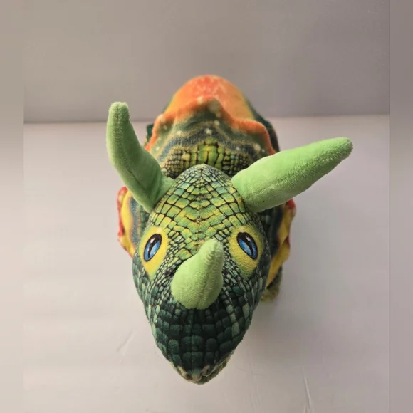 Plush Dinosaur Toy with Green and Orange Accents - Picture 2 of 7